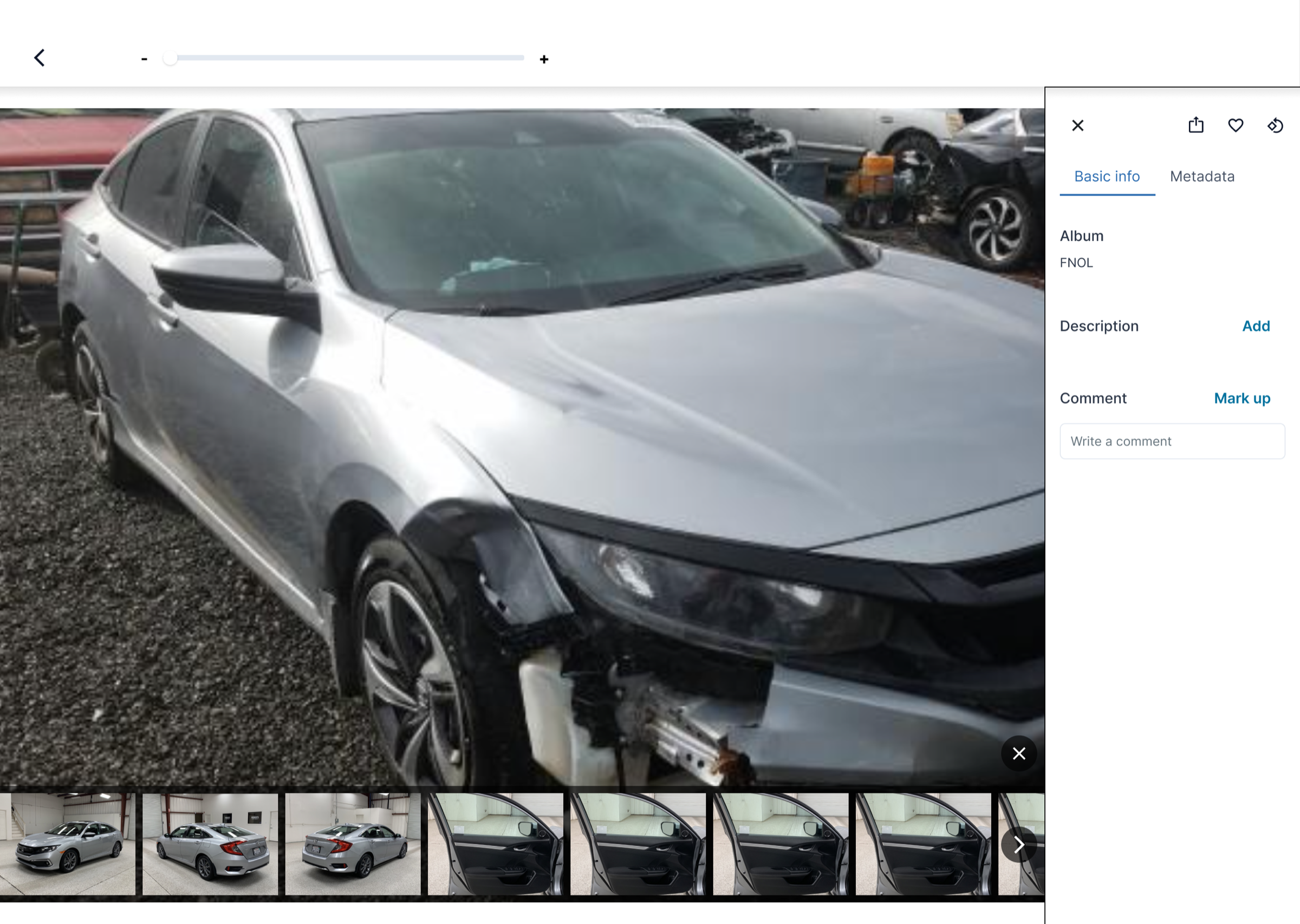 The v1 MVP design showing photo thumbnails for navigation, building out the frontend infrastructure for future iterations.
